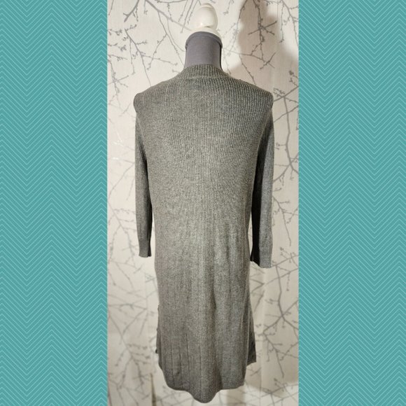 Torrid Gray Ribbed Knit Lattice Detail Long Cardigan - Picture 4 of 5